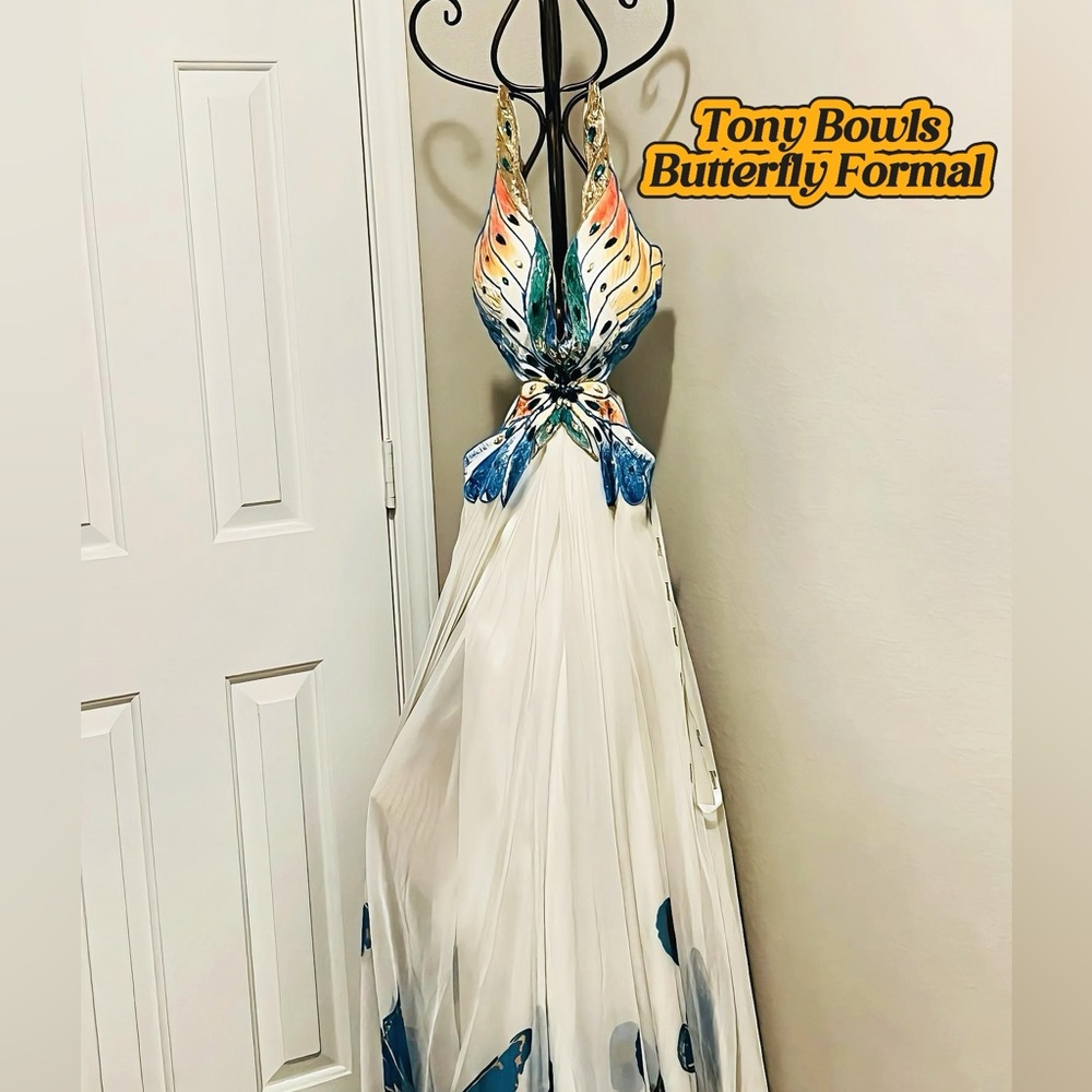 Tony Bowls Multicolor Butterfly Gown